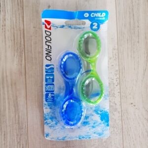 𝅺children's Goggles 2pk green & blue